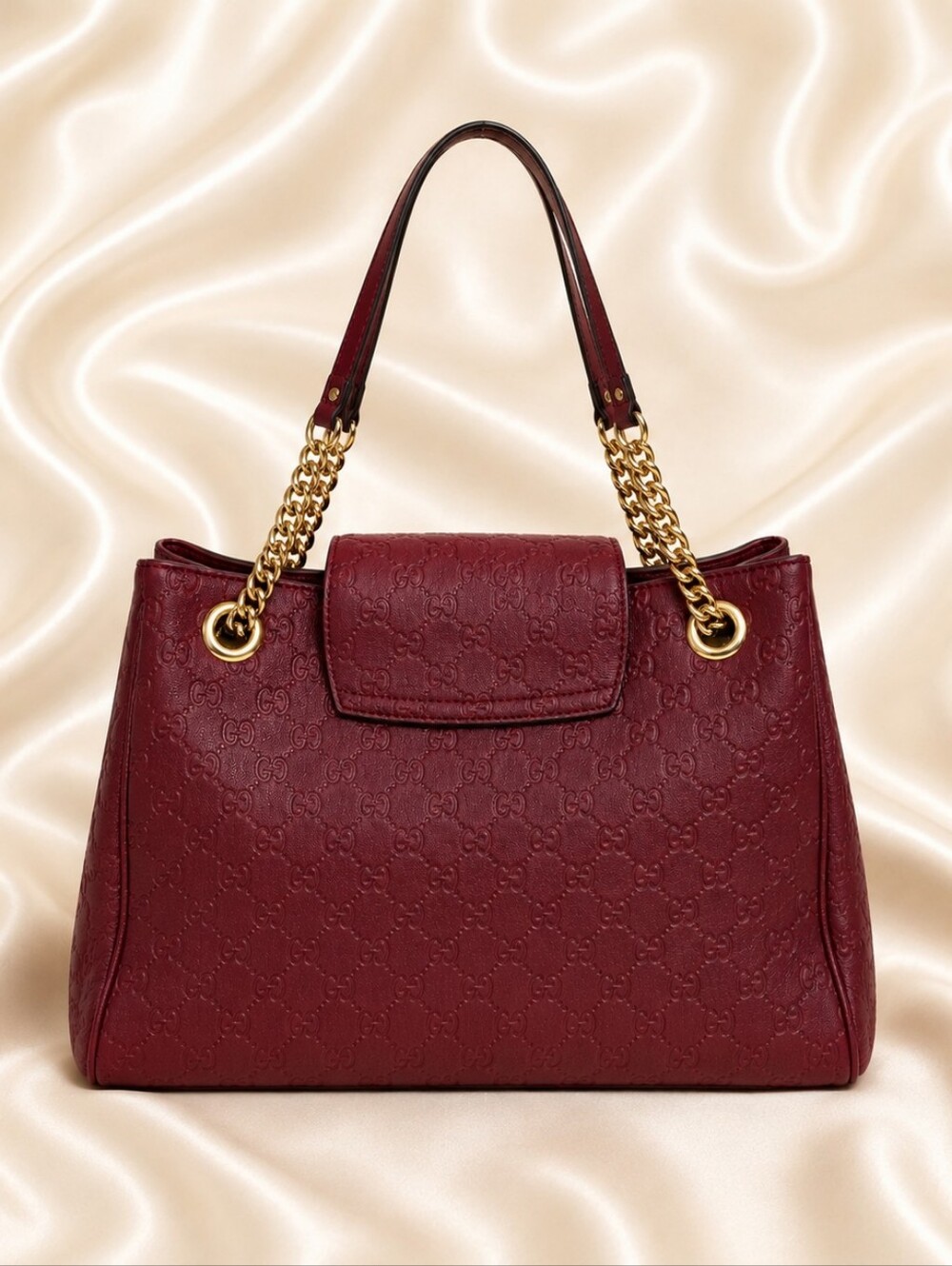 AUTHENTIC Vintage Gucci Guccisima Emily Burgundy Leather Shoulder Bag - Picture 3 of 7